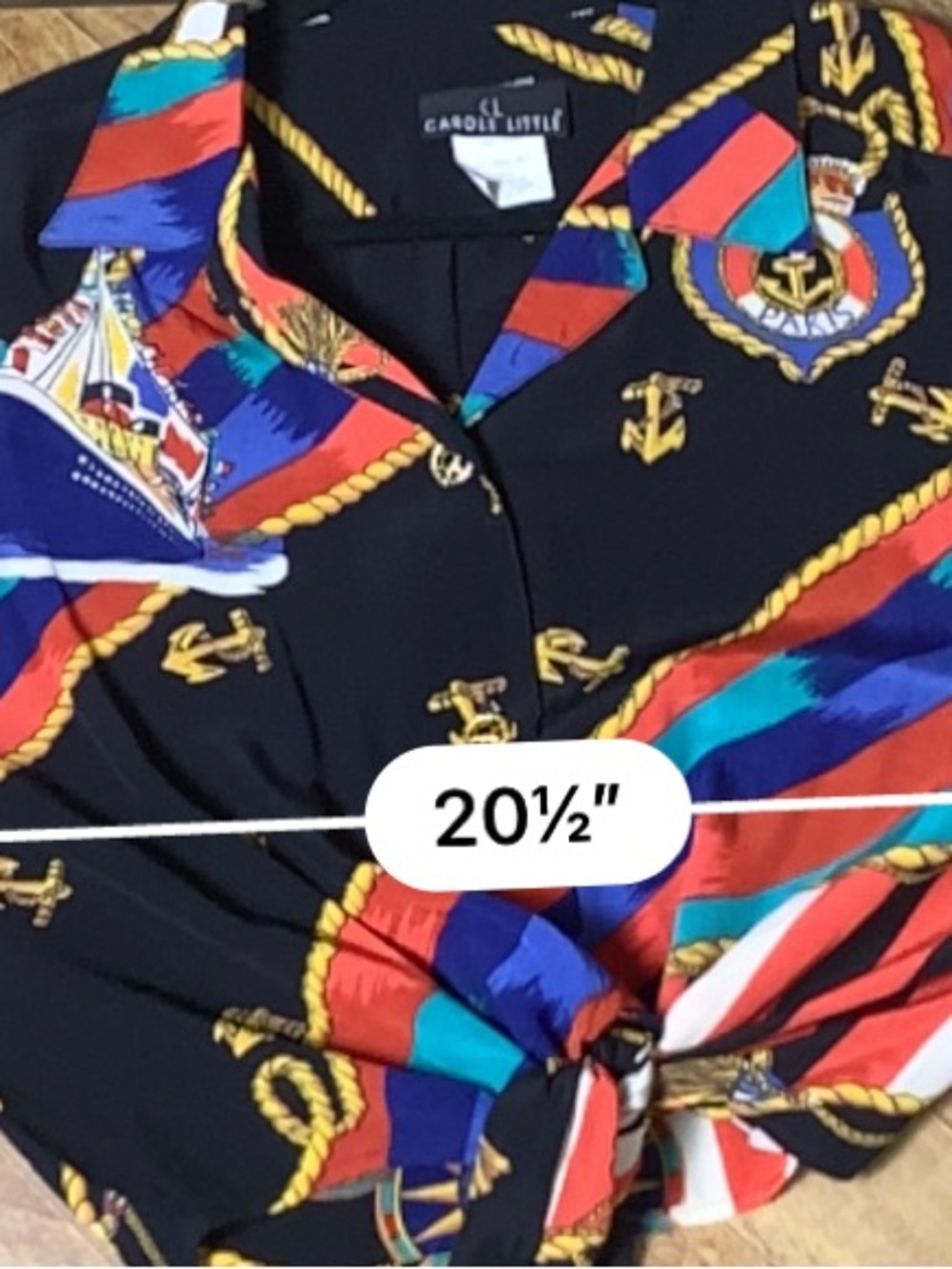Women's Black Multi-Color Satin Button-Front Tie Blouse - Picture 9 of 15